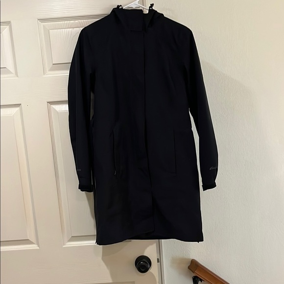 Eddie Bauer Black Trench Coat with High Collar - Picture 1 of 5